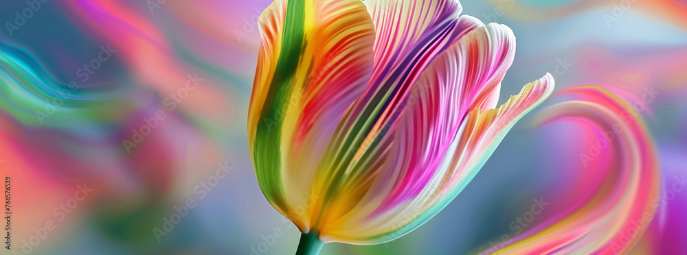 Colorful Tulip Abstract in Pastel Swirls
