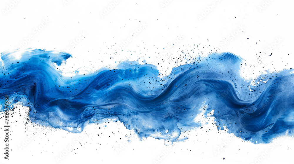Serene Blue Brush Strokes in Watercolor Isolation
