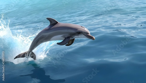 Playful Energetic Dolphin Leaping Joyfully In The Upscaled 4