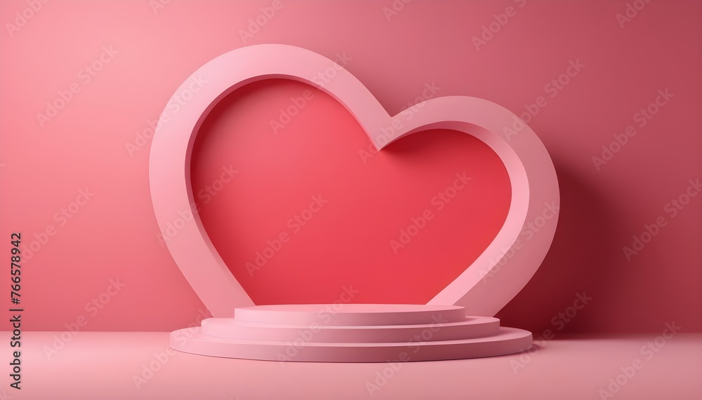 Podium Background Pink 3D Product Love Display Pla Upscaled 2