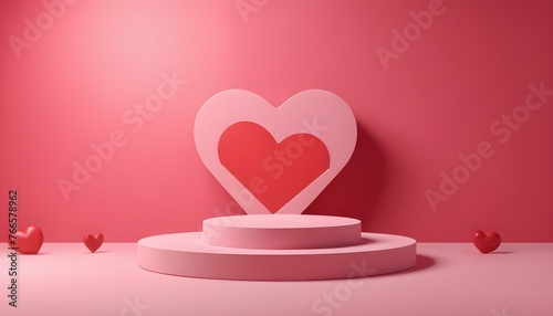 Podium Background Pink 3D Product Love Display Pla Upscaled 3