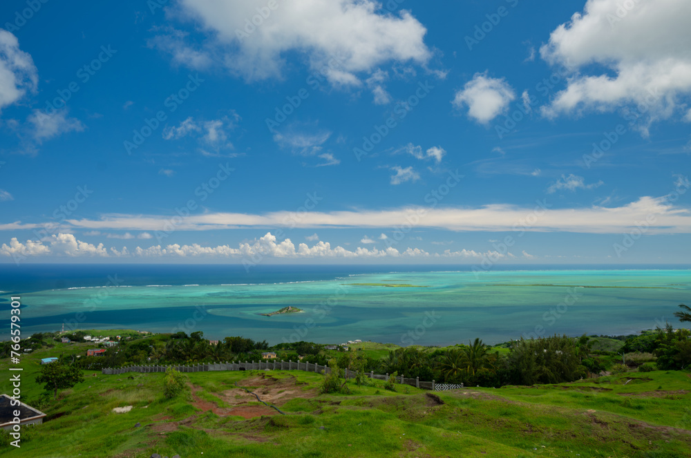View of the sea from a hill in Rodrigues island