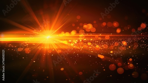 Glistering Orange Flare on a Black Background - Abstract Art and Design with Bright and Shining Light and Colors
