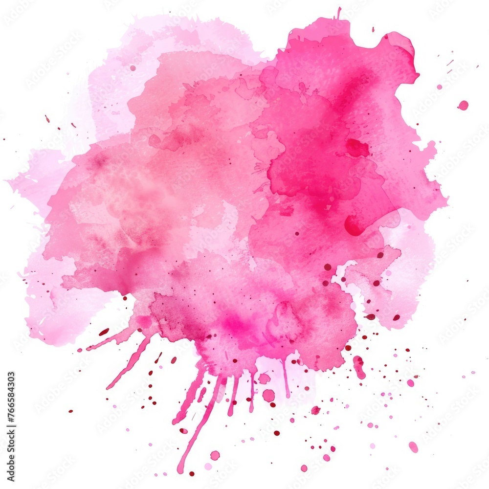 Watercolor Pink Splotch Paint Shape. Abstract Painting Element with Texture for Colours' Splash Effect