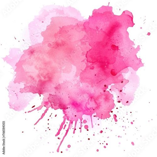 Watercolor Pink Splotch Paint Shape. Abstract Painting Element with Texture for Colours  Splash Effect