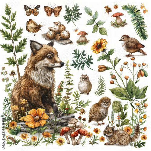 Wildlife Plain Composition: Illustrations