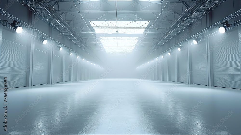 A white premium studio space. The centre of the space is lit with ...