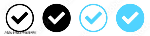check box icon with correct, accept checkmark icons blue tick box, check list circle frame - checkbox symbol sign. check mark box circle frame