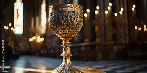 Embracing Centuries: An Ornate Chalice, Symbolizing the Rich History and Timeless Traditions of the Catholic Faith  photo