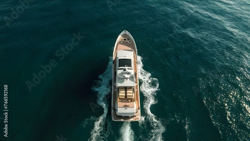 Drone View of Motor Boat: Luxury Transportation for Vacation and Holidays © Aiwonders