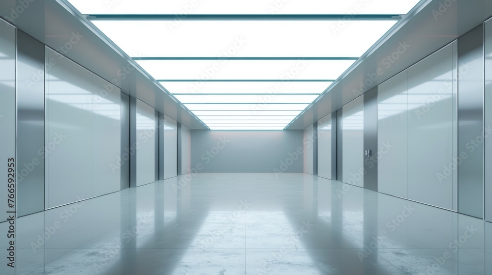 A long hallway with a skylight, perfect for architectural design projects