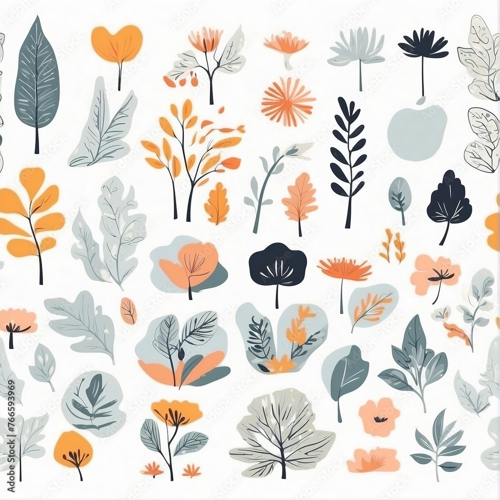 A collection of seamless pattern, colorful abstract plants and flowers. Hand drawn Collection of leaves and flowers. A close up of a pattern of flowers and leaves.
A collection of seamless pattern, colorful abstract plants and flowers. Hand drawn Collection of leaves and flowers. A close up of a pattern of flowers and leaves.