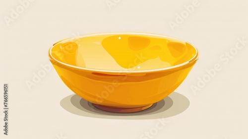 A yellow bowl placed on a table, suitable for food and kitchen concepts