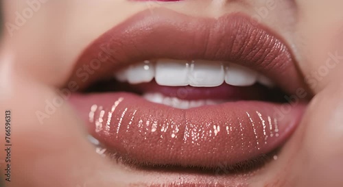Close up of a woman's lips. photo