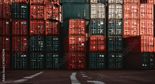 Containers in a port. photo