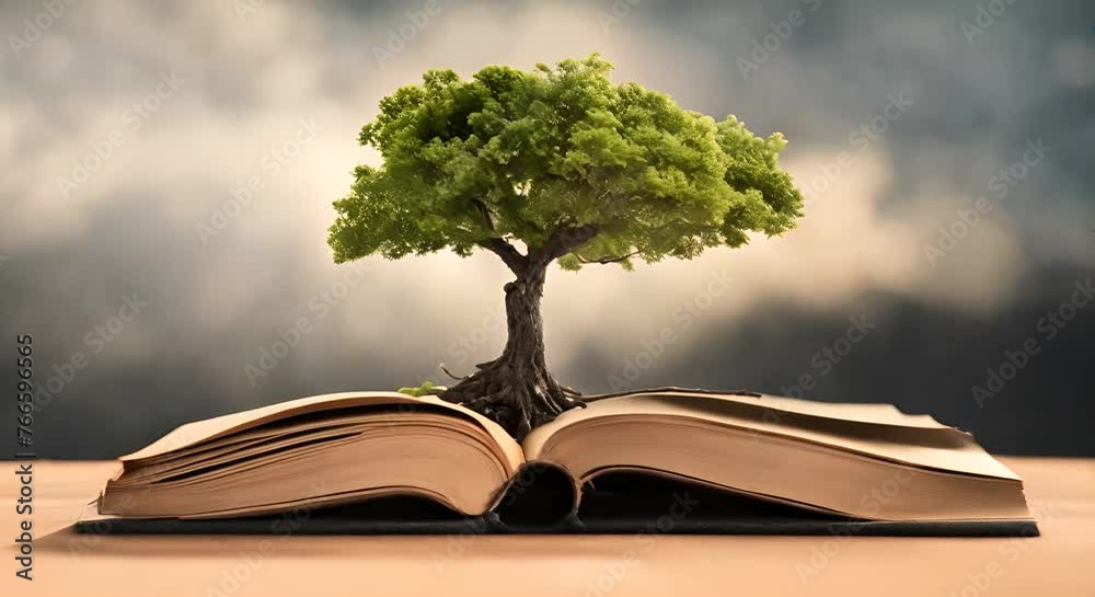 Tree growing from a book.