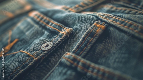 Detailed shot of denim fabric, suitable for fashion or textile concepts photo
