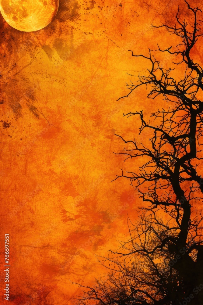Stunning orange sky with a full moon in the background. Perfect for night sky or celestial themed designs Stunning orange sky with a full moon in the background. Perfect for night sky or celestial themed designs