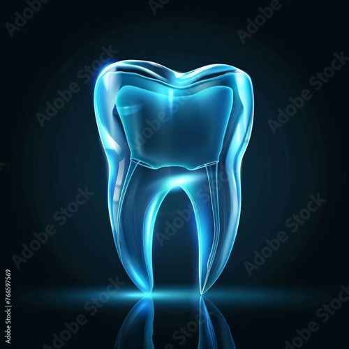 X-ray of a tooth isolated on a dark background. 