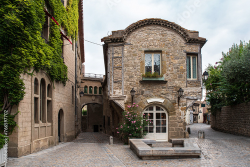 Architecture of an old house in the centre of the city of Carcassonne in France