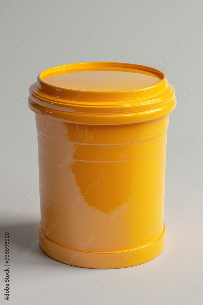 A yellow container with a lid sitting on a table. Suitable for various design projects A yellow container with a lid sitting on a table. Suitable for various design projects