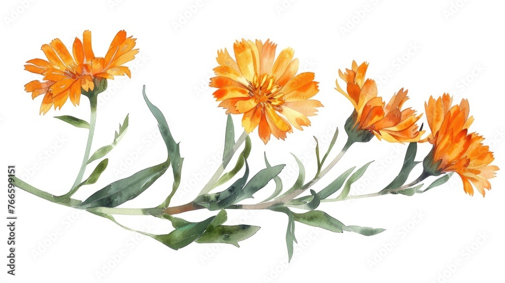 Vibrant orange flowers on a clean white backdrop, perfect for various design projects Vibrant orange flowers on a clean white backdrop, perfect for various design projects