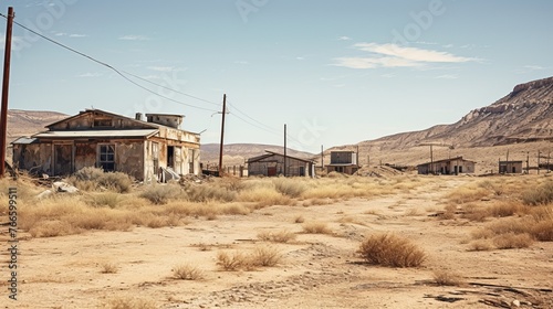 Abandoned Ghost Town in Arid Landscape