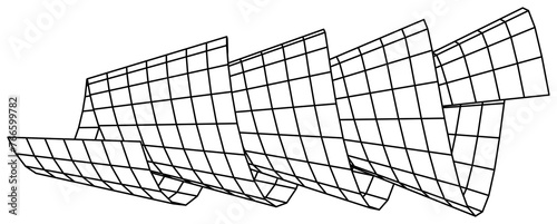 Vector cyber grids 3d mesh shape wireframe geometric