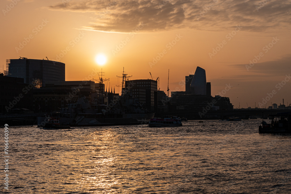 Sunset over the Thames and South London