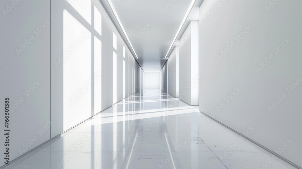 Modern white hallway interior design, suitable for architecture and home decor concepts Modern white hallway interior design, suitable for architecture and home decor concepts