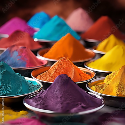 Colored powder coating, electrostatic powder painting photo