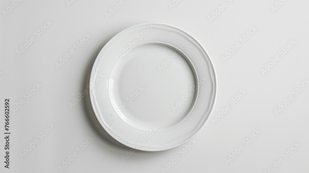 White plate hanging on white wall, suitable for kitchen or dining room decor White plate hanging on white wall, suitable for kitchen or dining room decor