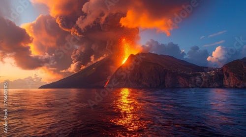 Stromboli, a volcano, is part of the Aeolian Islands. photo