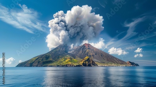 Stromboli, a volcano, is part of the Aeolian Islands. photo
