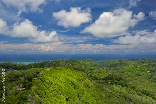 Aerial HDR view of Mont Limon (Mount Limon) located in Rodrigues island 
