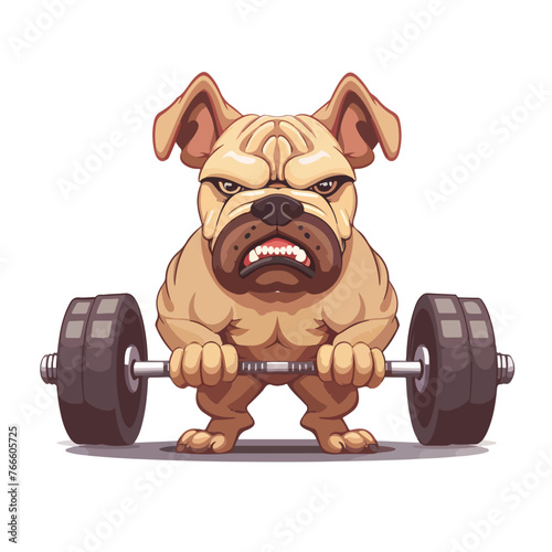 Angry dog with a dumbbell. Isolated on white strong © zoni
