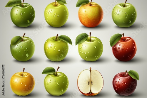 Collection of contemporary and polished apple web icons for website and application design