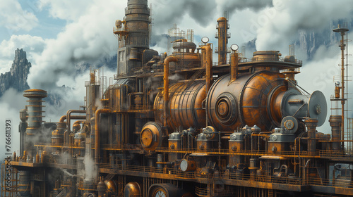  construction, vintage background, products, enginer, generative, ai, steampunk, background