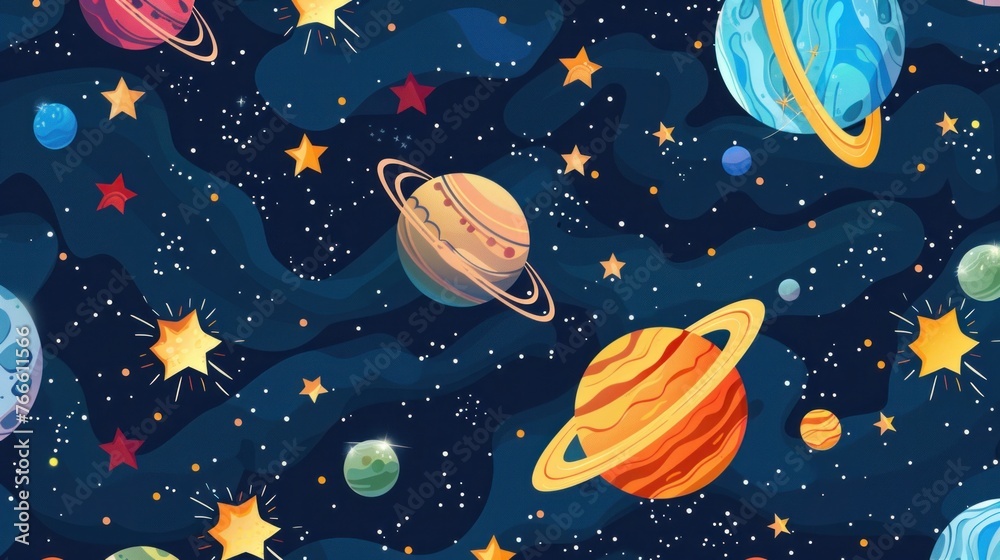 Space theme pattern with planets and stars Space theme pattern with planets and stars