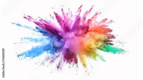 colored powder paint explosion on a white background