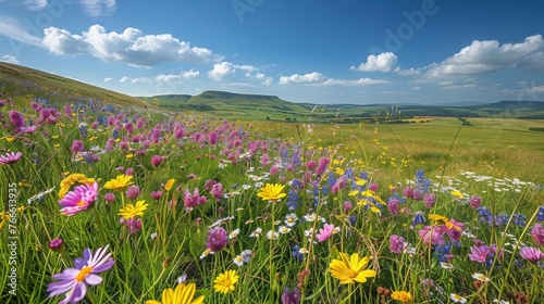 Field of Colorful Flowers Under Blue Sky