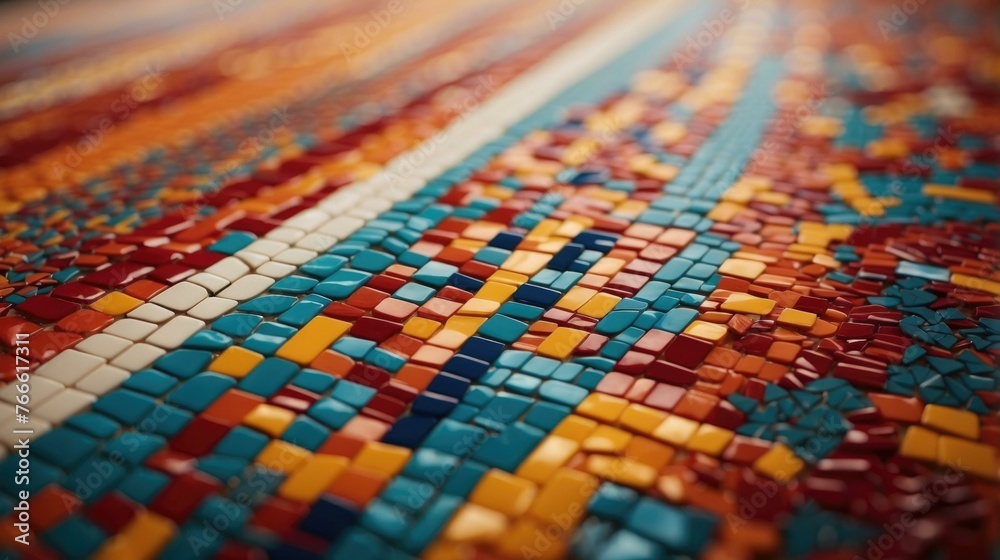 A close up of a colorful mosaic tile floor. Generative AI. A close up of a colorful mosaic tile floor. Generative AI.