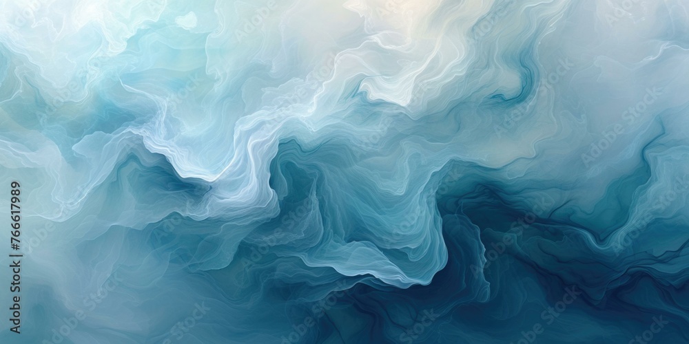 Blue and white abstract fluid art painting. Generative AI. - obrazy, fototapety, plakaty 