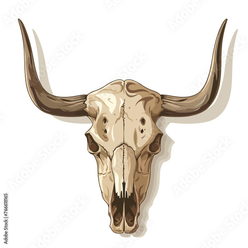 Bull skull isolated on white. Ethnic sign flat vect