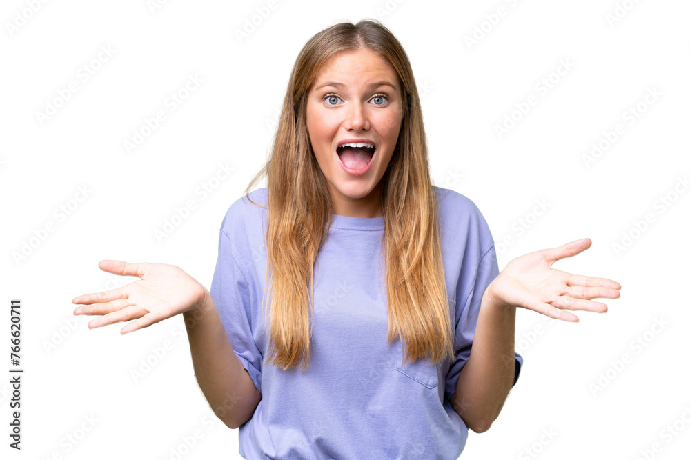 Εκτύπωση καμβά Young beautiful woman over isolated background with shocked facial expression