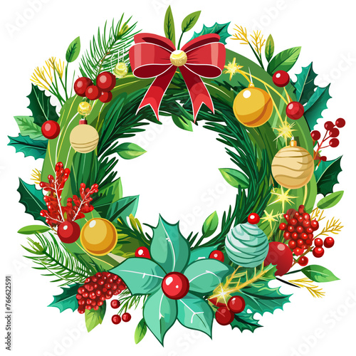 christmas wreath isolated on white background. png. New year.