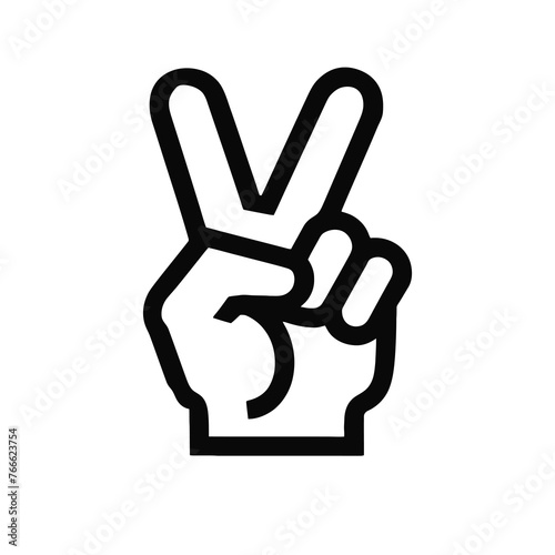 Hand gesture V sign for victory or peace flat vector icon for apps and websites