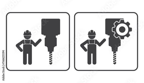 worker with drill icon