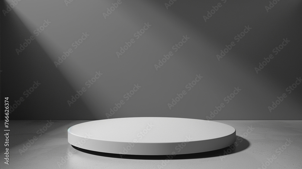 Product display podium in room with light of window background. 3D rendering Product display podium in room with light of window background. 3D rendering
