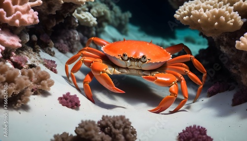 A Crab Navigating Through A Maze Of Coral